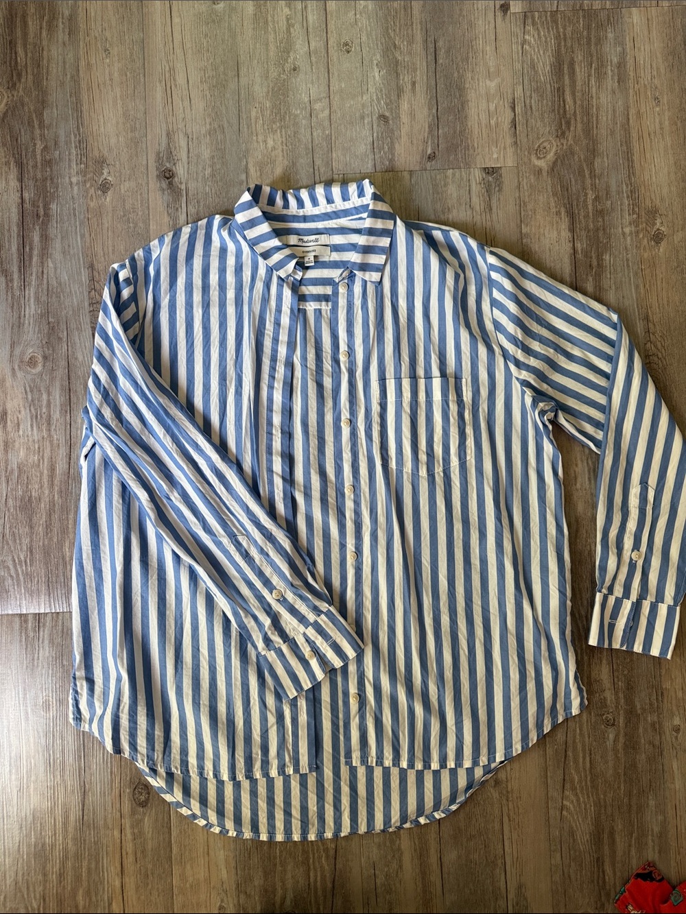 Blue and White Striped Madewell Oversized Button down